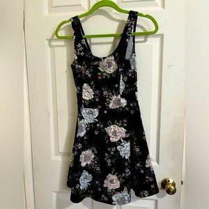 Black floral H&M Divided Skater dress